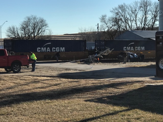 One person is flown to an Omaha trauma center after a train and SUV collided near Kennard. 