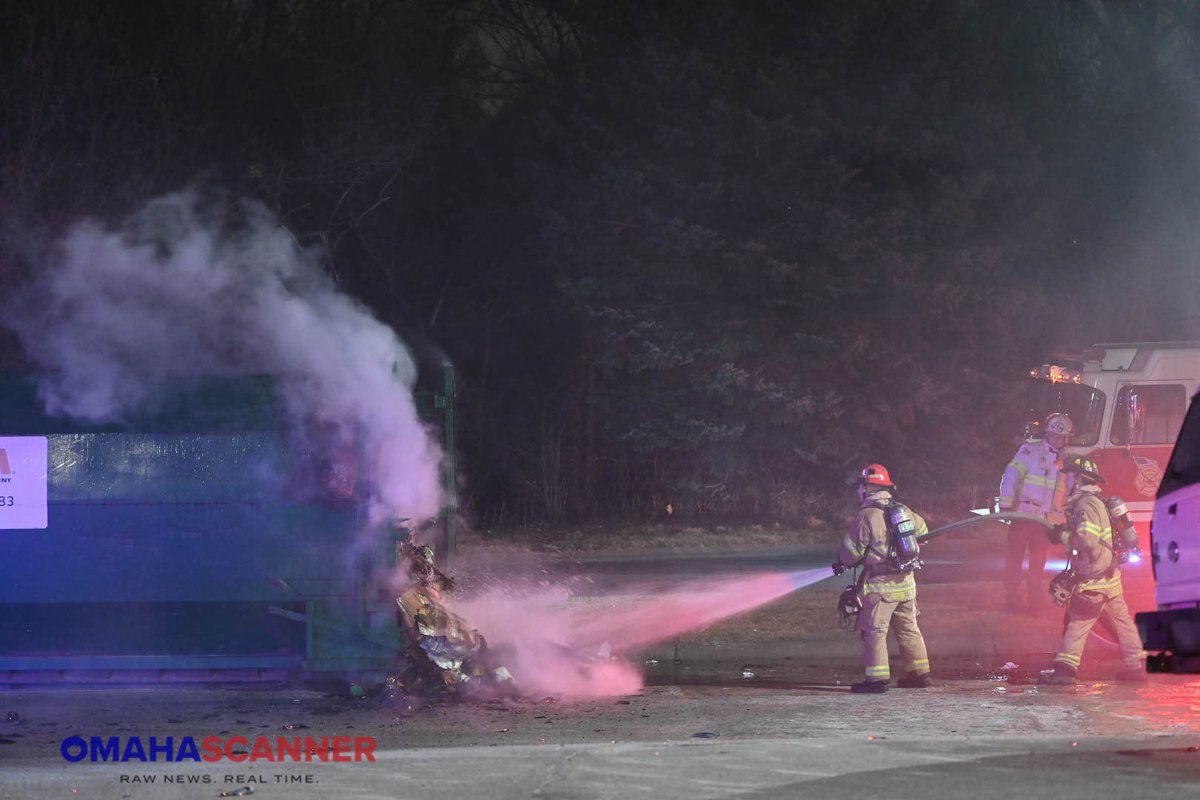 Omaha Fire was called to 2020 S 156th Circle for a large dumpster fire. E60 was seen pulling the dumpster away from the building to prevent the spread of fire to the structure. B5 T78 E56 were also assigned of the call