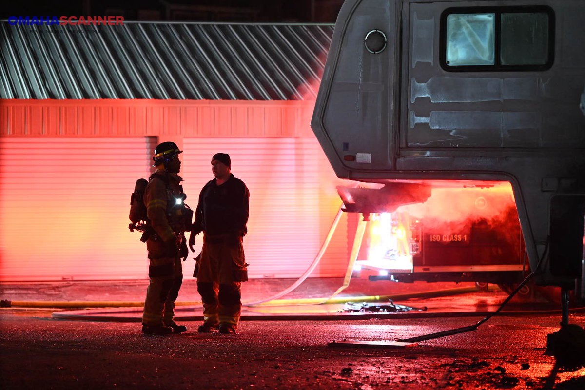 Omaha Fire making quick work of a camper fire at 2829 148th Ave Circle this evening. E60 had a fully involved camper on fire and requested additional resources to respond. No immediate injuries reported. Fire investigators were called to the scene