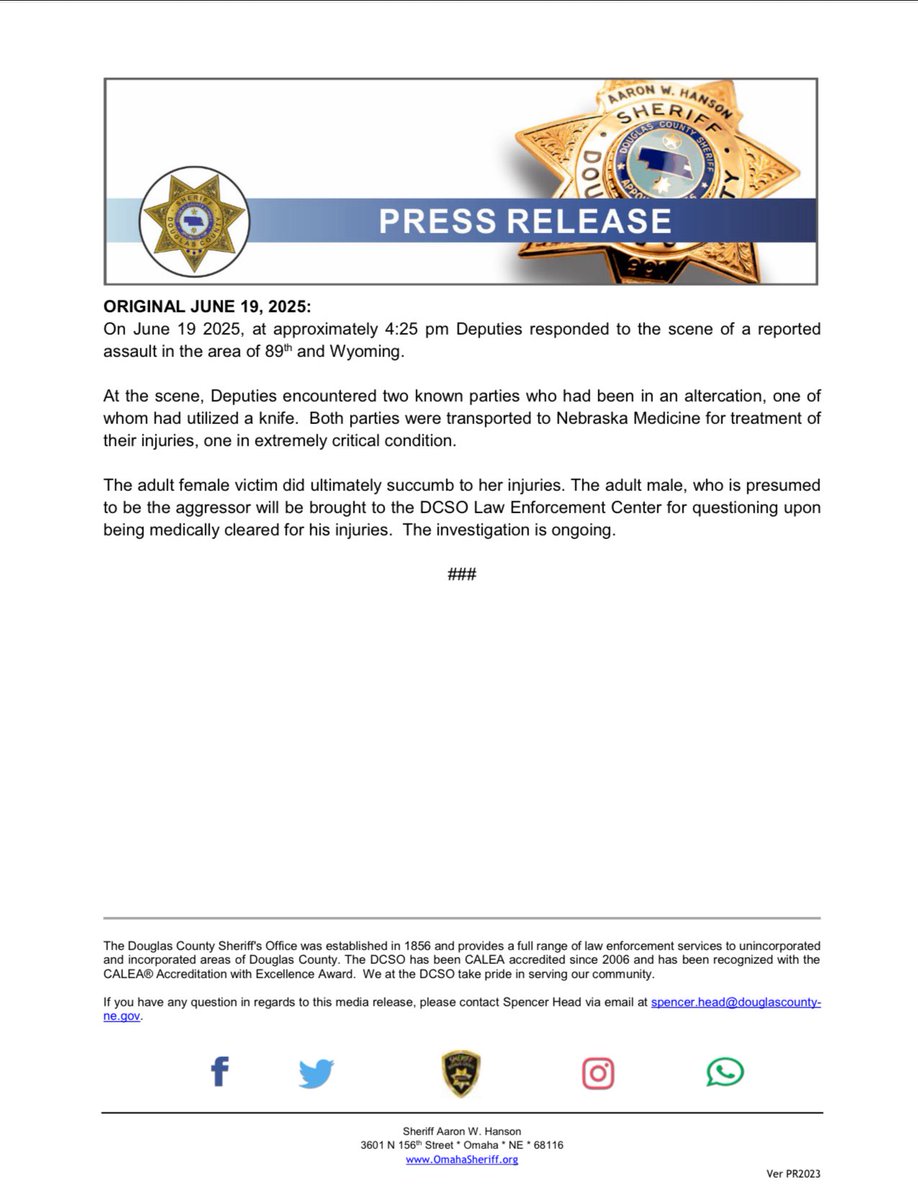 Sheriff NE announced on June 20th that they arrested Nicholas H. Saitta. He was medically cleared and booked on charges of criminal homicide and use of a weapon to commit a felony. The victim is his mother, Dianne Misiunas, 65