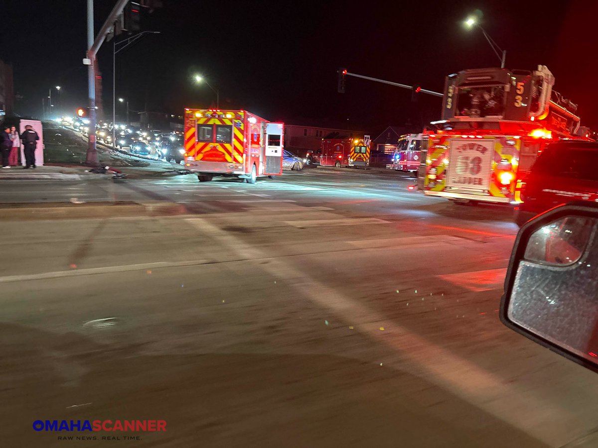 Omaha Fire was called to 72nd and Cass Street for a multi-vehicle crash. An 18 y/o male was transported Code 3 Trauma (critical) to Bergan. Three other patients were transported Code 2 to Children’s Hospital