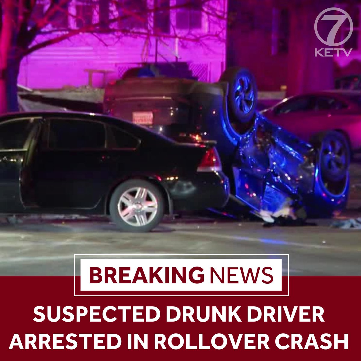 Three people were hurt in a rollover crash involving a suspected drunk driver Tuesday night in North Omaha, police say