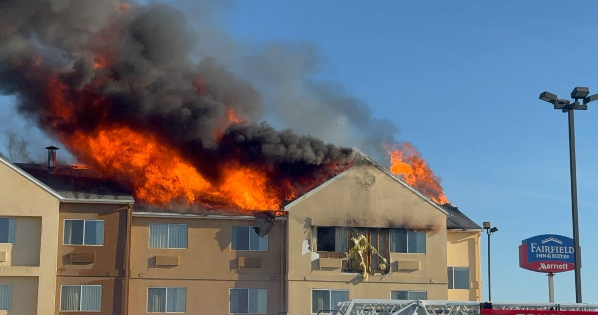A Marriott hotel was declared a total loss after an improperly discarded cigarette ignited a fire. Fire officials say the flames caused the third and second floor of the Marriott to collapse into the first