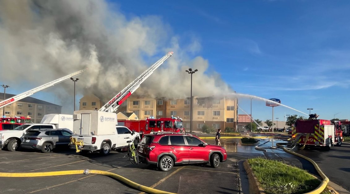 A Marriott hotel was declared a total loss after an improperly discarded cigarette ignited a fire. Fire officials say the flames caused the third and second floor of the Marriott to collapse into the first