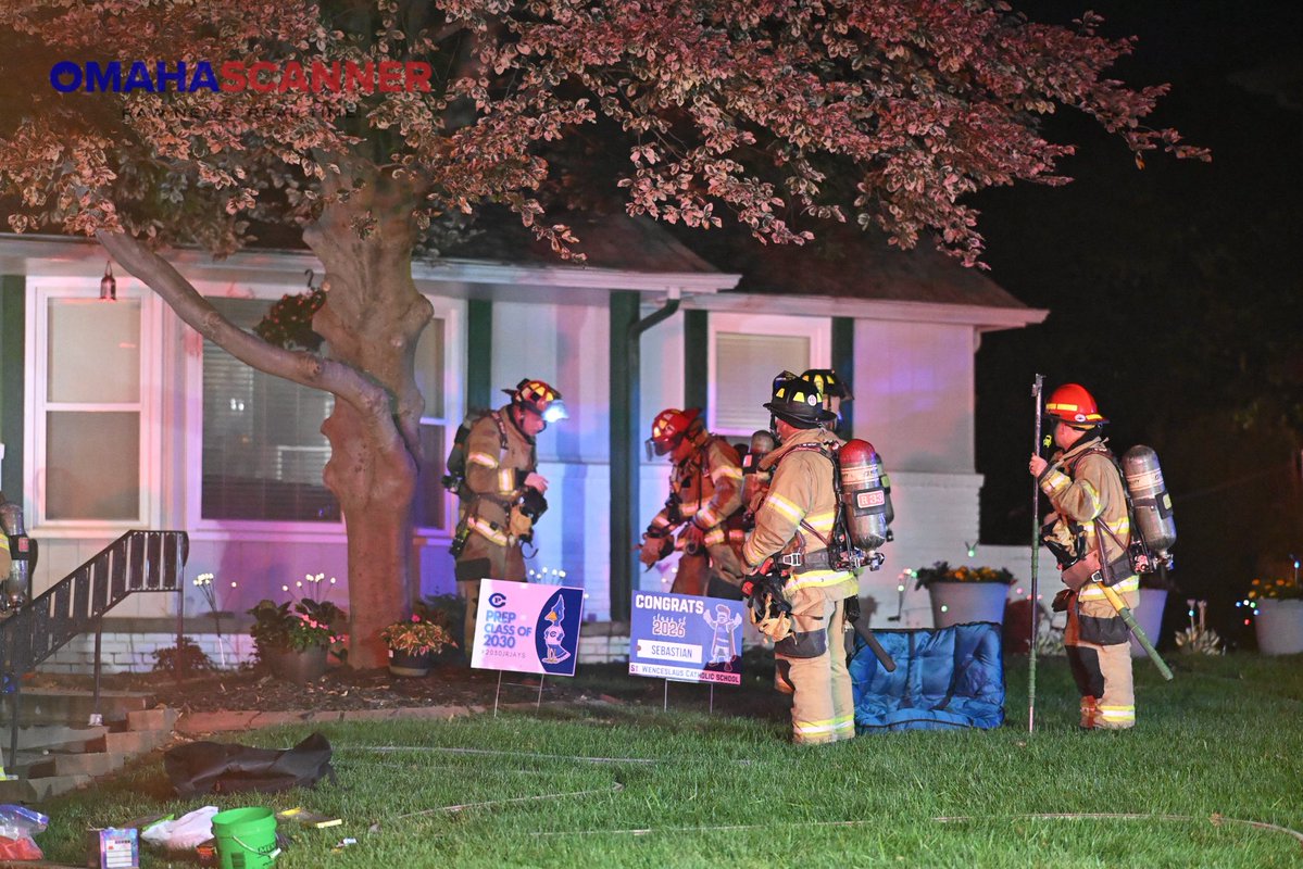 Omaha Fire was called to 129th and Morrison Drive for a house fire that was started from a firework landing on the garage. Crews had heavy smoke and flames on approach. A working fire declared. All animals were located in the backyard and safe.  